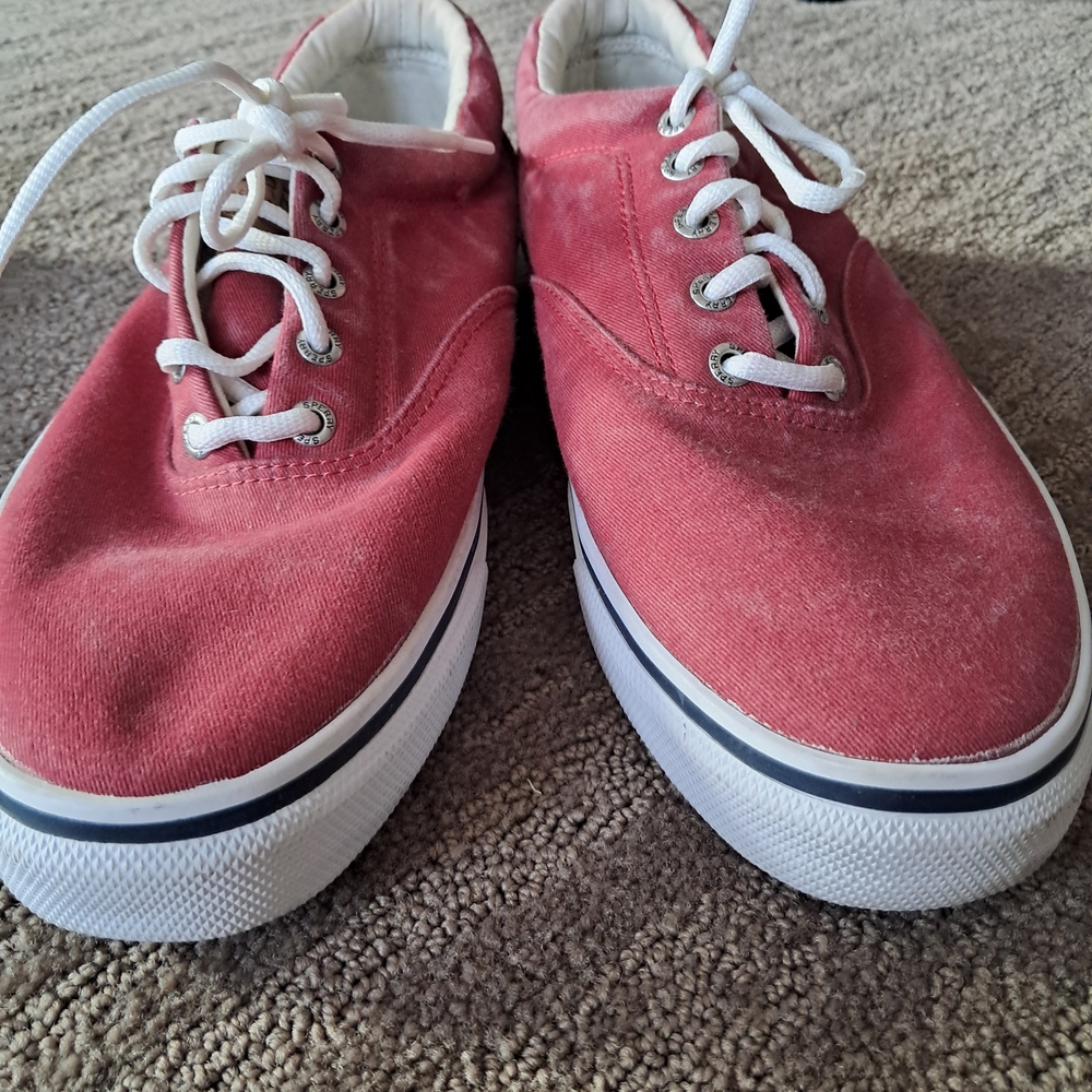 Sperry Red Canvas Low-Top Slip-On Sneakers